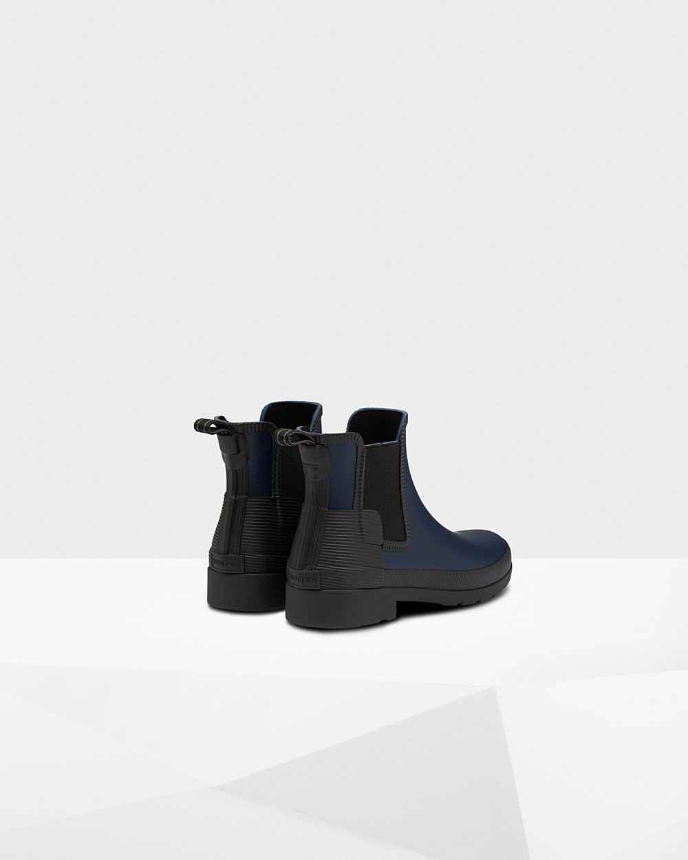 Women Hunter Refined Texture Block Slim Fit | Chelsea Boots Navy/Black | NZ-47105-JQPM